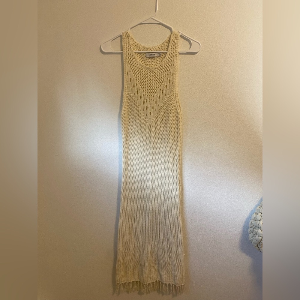 JustFab Cream Knit Sleeveless Dress